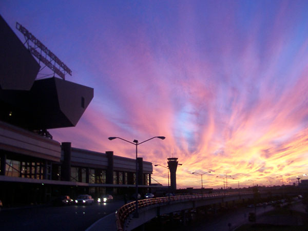 dusk at the airport